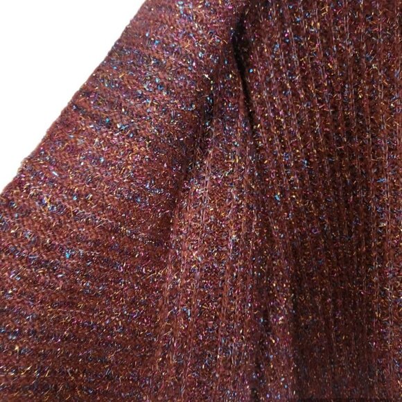 She + Sky Mauve Glitter Metallic Open Chunky Sweater Women One Size NEW - Picture 3 of 7